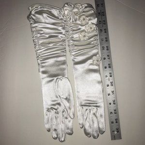 Prom White Satin Flower Homecoming Opera GlovesNWT